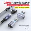 Type-C Male to Female PD240W 80Gbps Magnetic Adapter, Side Elbow, Grey - 3
