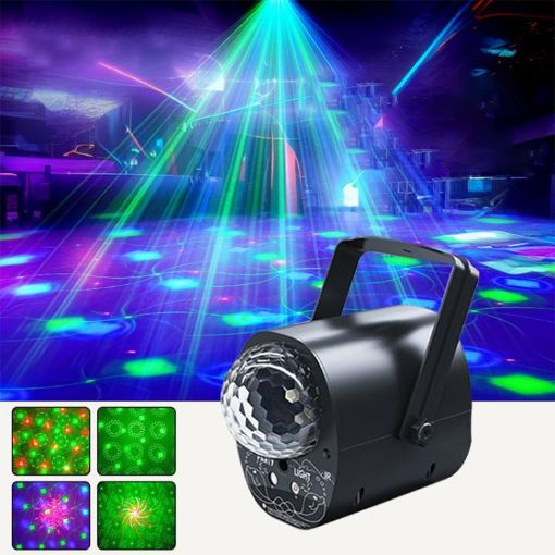 RGB Laser Light LED Stage Magic Ball Lamp, Voice Control, No Remote (Black) - 1