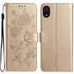 Samsung Galaxy A03 Core Gold Leather Case with Rose Flower Embossing - 1