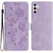 Samsung Galaxy A04S Light Purple Rose Embossed Leather Phone Case - 1
