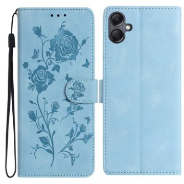 Samsung Galaxy A07 Sky Blue Rose Embossed Leather Phone Case - 1