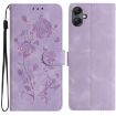 Samsung Galaxy A07 Light Purple Rose Embossed Leather Phone Case - 1