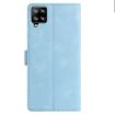 Samsung Galaxy A12 Sky Blue Rose Embossed Leather Phone Case - 3