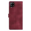 Samsung Galaxy A12 Red Rose Flower Embossed Leather Phone Case - 3