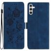Samsung Galaxy A15 Dark Blue Rose Embossed Leather Phone Case - 1