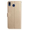 Samsung Galaxy A20e Gold Rose Flower Embossed Leather Phone Case - 3