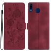 Samsung Galaxy A20e Red Rose Flower Embossed Leather Phone Case - 1