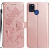 Samsung Galaxy A21S Rose Flower Embossed Leather Case - Rose Gold - 1