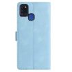 Samsung Galaxy A21S Leather Case, Rose Flower Embossing, Sky Blue - 3