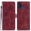 Samsung Galaxy A21S Red Rose Flower Embossed Leather Phone Case - 1