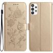 Samsung Galaxy A23 Gold Leather Case with Rose Flower Embossing - 1