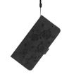 Samsung Galaxy A25 Black Leather Case with Rose Flower Embossing - 7