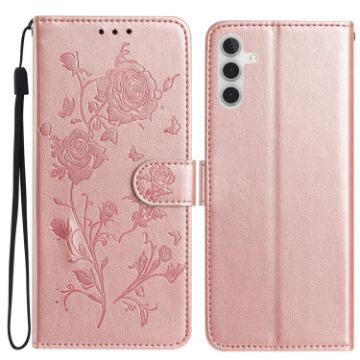 Samsung Galaxy A26 Rose Flower Embossed Leather Case - Rose Gold - 1