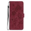 Samsung Galaxy A32 Red Rose Flower Embossed Leather Phone Case - 2