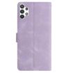 Samsung Galaxy A32 Light Purple Rose Embossing Leather Phone Case - 3
