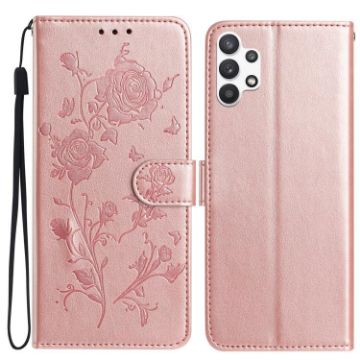 Samsung Galaxy A32 5G Rose Flower Embossed Leather Case Rose Gold - 1