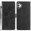 Samsung Galaxy A32 5G Black Leather Case with Rose Flower Embossing - 1