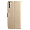 Samsung Galaxy A34 Gold Leather Case with Rose Flower Embossing - 3