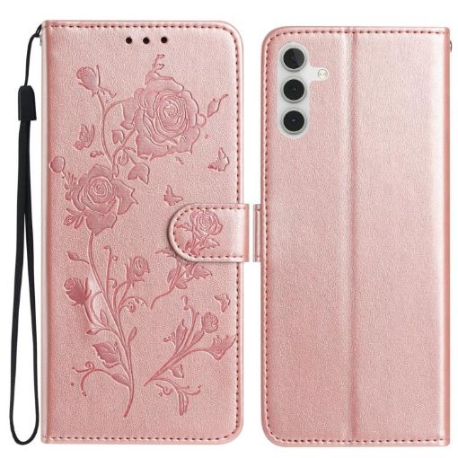 Samsung Galaxy A36 Rose Flower Embossed Leather Case Rose Gold - 1