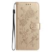 Samsung Galaxy A40 Gold Leather Case with Rose Flower Embossing Pattern - 2
