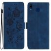 Samsung Galaxy A40 Dark Blue Rose Embossed Leather Phone Case - 1