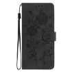 Samsung Galaxy A40 Black Leather Case with Rose Flower Embossing Pattern - 2