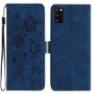 Samsung Galaxy A41 Dark Blue Rose Embossed Leather Phone Case - 1