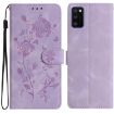 Samsung Galaxy A41 Light Purple Rose Embossed Leather Phone Case - 1