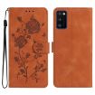 Samsung Galaxy A41 Brown Leather Case with Rose Flower Embossing - 1