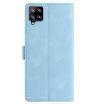 Samsung Galaxy A42 Leather Phone Case, Rose Flower Embossed, Sky Blue - 3