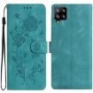 Samsung Galaxy A42 5G Green Rose Embossed Leather Phone Case - 1