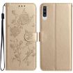 Samsung Galaxy A50 Gold Rose Flower Embossed Leather Phone Case - 1