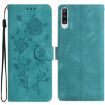Samsung Galaxy A50 Green Rose Flower Embossed Leather Phone Case - 1