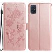 Samsung Galaxy A51 Rose Flower Embossed Leather Case - Rose Gold - 1