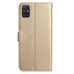 Samsung Galaxy A51 Gold Leather Case with Rose Flower Embossing Pattern - 3