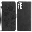 Samsung Galaxy A53 Black Leather Case with Rose Flower Embossing - 1