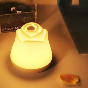 Rechargeable 3W Rose Night Light - Touch Sensor Bedside Ambient Lamp - 1