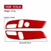 Tesla Model 3 2023 Carbon Fiber Seat Panel Stickers Red 2pcs Set - 4