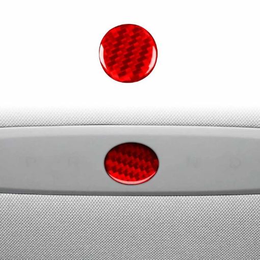 Tesla Model 3 2023 Carbon Fiber Emergency Light Button Sticker Red - 1