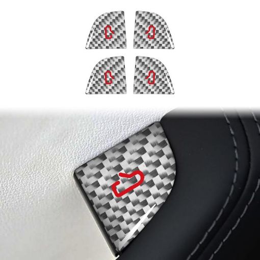 Tesla Model 3 2023+ Carbon Fiber Door Switch Stickers 4pcs Set Silver - 1