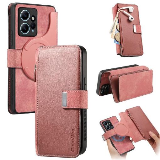 Redmi Note 12 4G Global Case - MagSafe RFID Zipper Wallet Leather Pink - 1