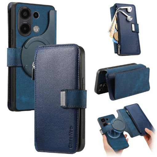 Redmi Note 13 4G Case Neo MagSafe RFID Wallet Leather Blue Cover - 1