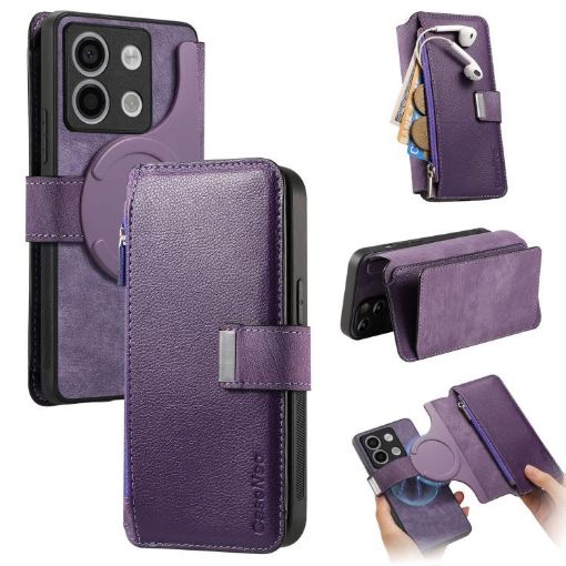 Redmi Note 13 Pro 5G Case Neo MagSafe RFID Zipper Wallet Leather Purple - 1