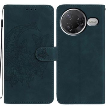 Xiaomi Poco F7 Pro Green Leather Case - Moonlit Butterfly Dance Pattern - 1