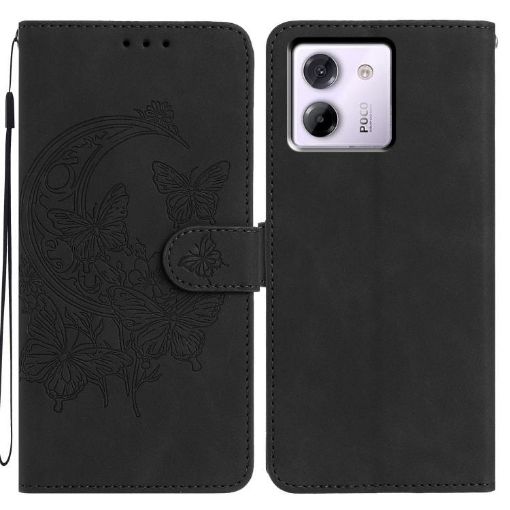 Xiaomi Poco M7 Pro 5G Black Leather Case - Moonlit Butterfly Dance - 1
