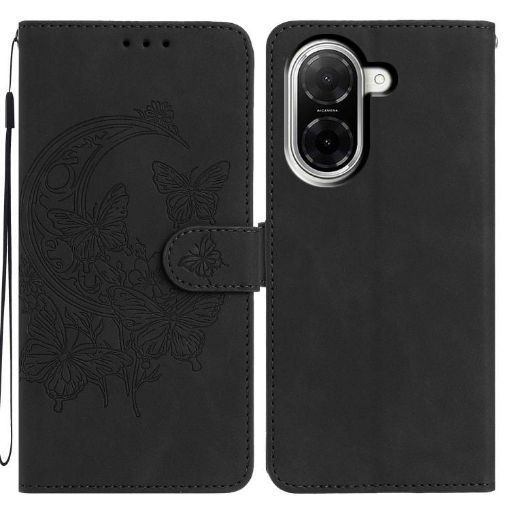 Xiaomi Poco C71 Global Black Leather Case - Moonlit Butterfly Design - 1
