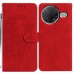 Red Embossed Leather Phone Case for Redmi K80/K80 Pro - Moonlit Butterfly - 1
