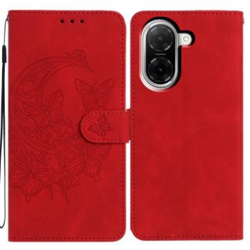 Redmi A5 4G EU Leather Phone Case - Moonlit Butterfly Dance (Red) - 1