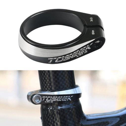TOSEEK 31.8mm Aluminum Bicycle Seat Tube Clamp - Black - 1