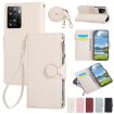 OPPO A57/A77 5G Wallet Leather Phone Case with Crossbody Strap - White - 1